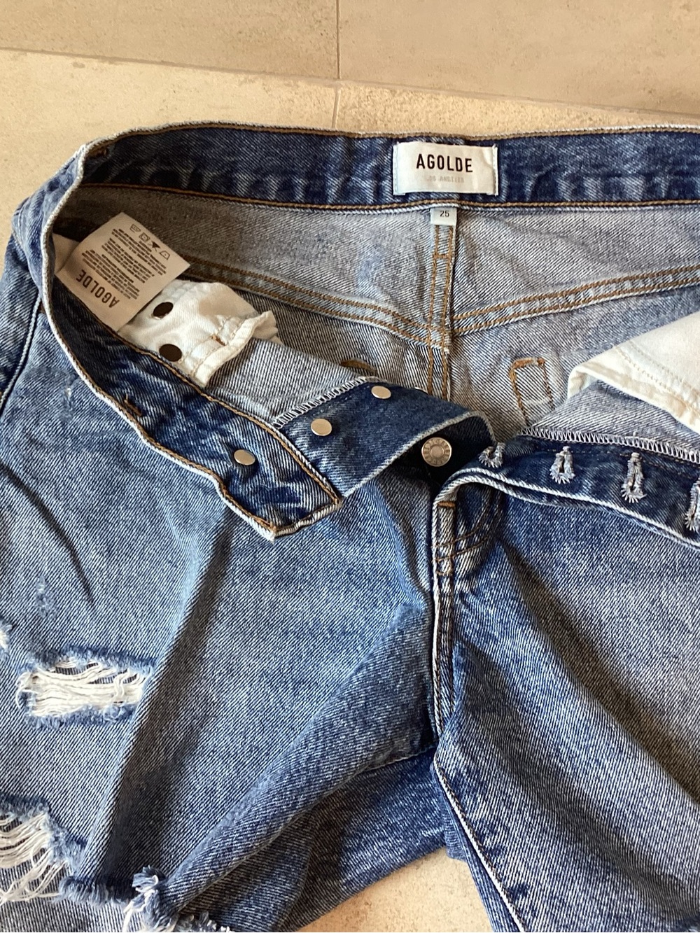 Agolde Light Blue Distressed Boyfriend Jeans